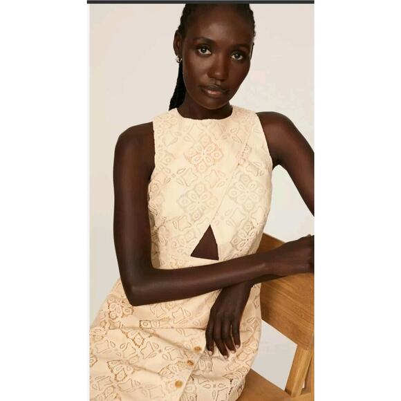 Pamela Love Antique Lace Dress w Pockets Midi Woven Cotton Cutout XS NWOT - Picture 5 of 11